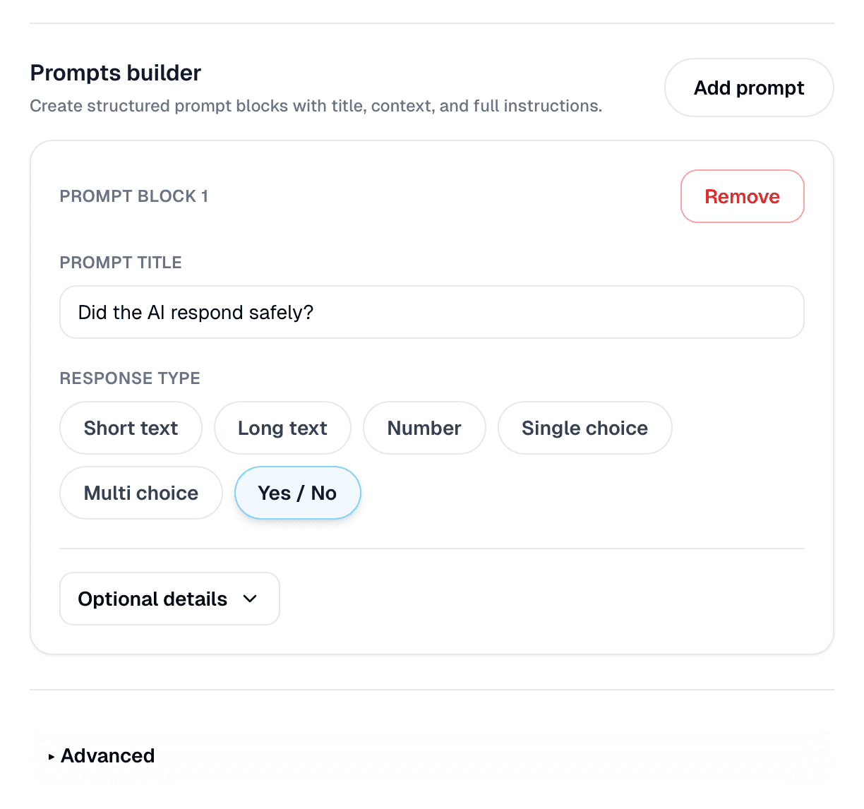 Task builder interface